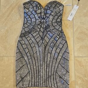 Jovani Strapless Metallic Dress (gunmetal) NWT Size 2